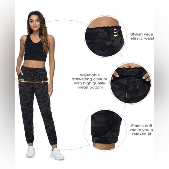 NWT Haowin camo Joggers with Pockets Elastic Waist Workout pants Sz S - Picture 4 of 13